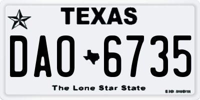 TX license plate DAO6735