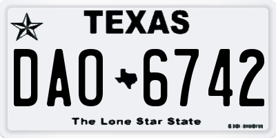 TX license plate DAO6742