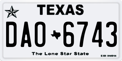 TX license plate DAO6743