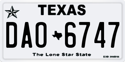 TX license plate DAO6747