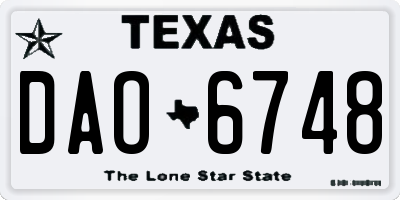 TX license plate DAO6748