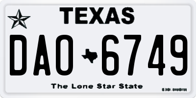 TX license plate DAO6749