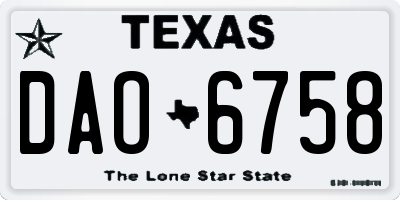 TX license plate DAO6758