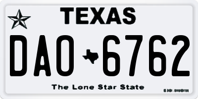 TX license plate DAO6762
