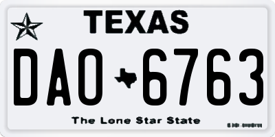 TX license plate DAO6763