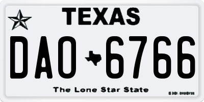 TX license plate DAO6766