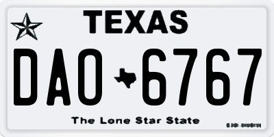 TX license plate DAO6767