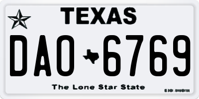 TX license plate DAO6769