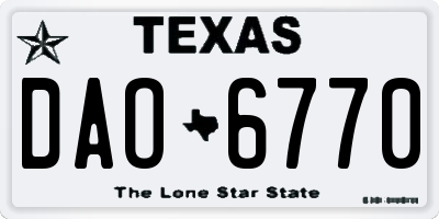 TX license plate DAO6770