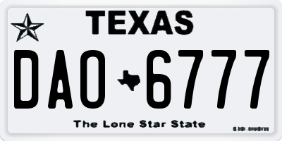 TX license plate DAO6777