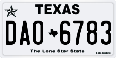 TX license plate DAO6783