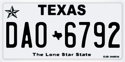 TX license plate DAO6792