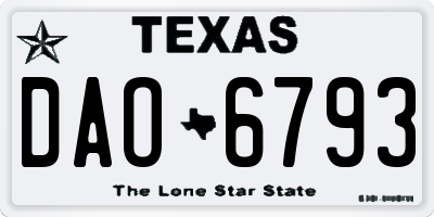 TX license plate DAO6793