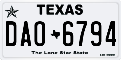 TX license plate DAO6794