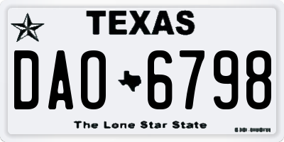 TX license plate DAO6798