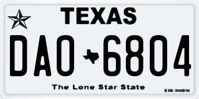 TX license plate DAO6804
