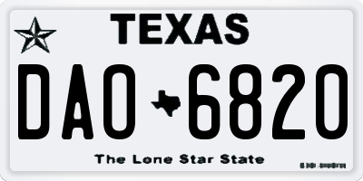TX license plate DAO6820