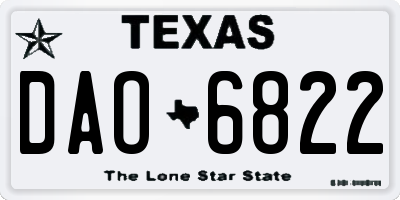 TX license plate DAO6822