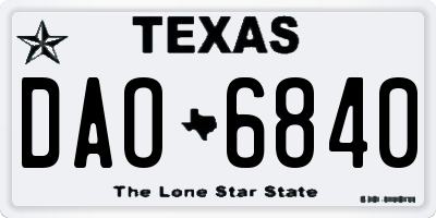 TX license plate DAO6840