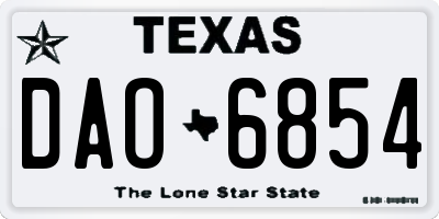 TX license plate DAO6854