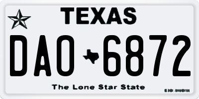 TX license plate DAO6872