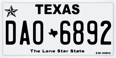 TX license plate DAO6892