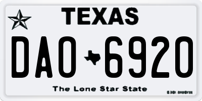 TX license plate DAO6920