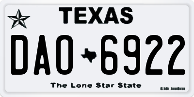 TX license plate DAO6922