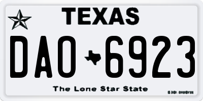 TX license plate DAO6923