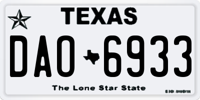 TX license plate DAO6933