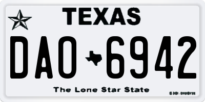 TX license plate DAO6942