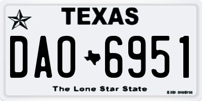 TX license plate DAO6951