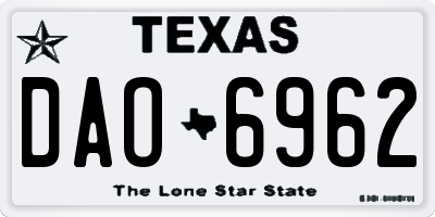 TX license plate DAO6962