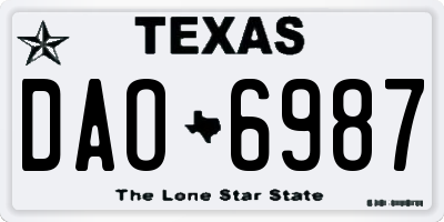 TX license plate DAO6987