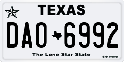 TX license plate DAO6992