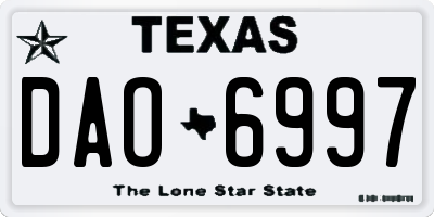 TX license plate DAO6997