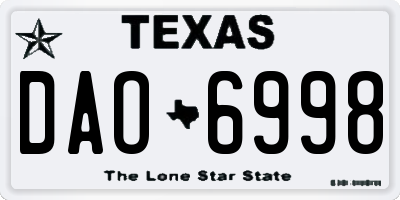 TX license plate DAO6998