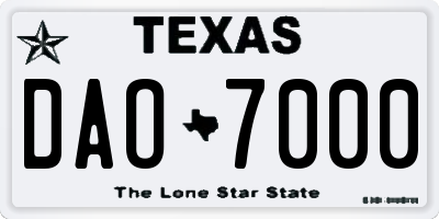 TX license plate DAO7000