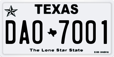 TX license plate DAO7001