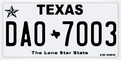 TX license plate DAO7003
