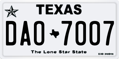 TX license plate DAO7007