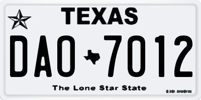 TX license plate DAO7012