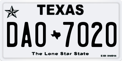 TX license plate DAO7020