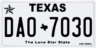 TX license plate DAO7030