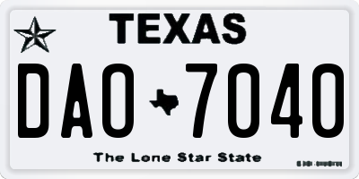 TX license plate DAO7040