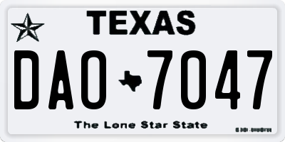 TX license plate DAO7047