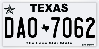 TX license plate DAO7062