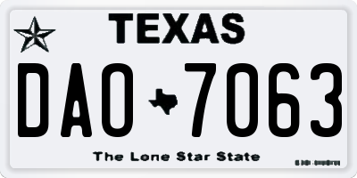 TX license plate DAO7063