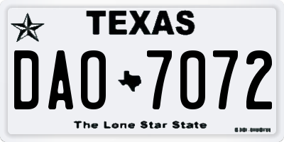 TX license plate DAO7072