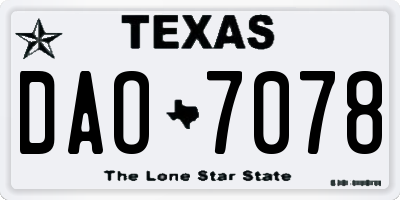 TX license plate DAO7078